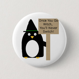 Penguin Witch Pinback Button