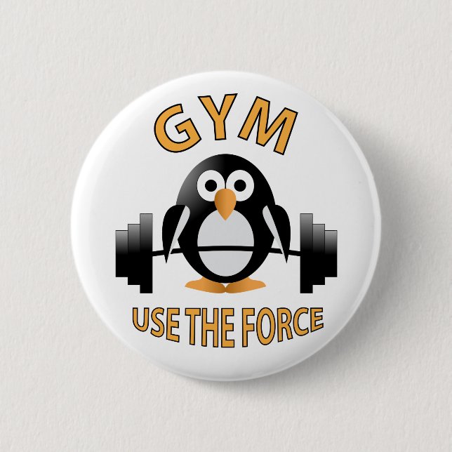 Penguin with a barbell button (Front)