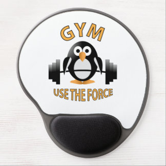 Penguin with a barbell gel mouse pad
