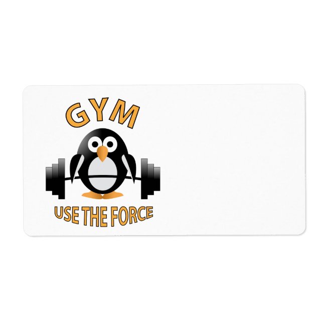Penguin with a barbell label (Front)