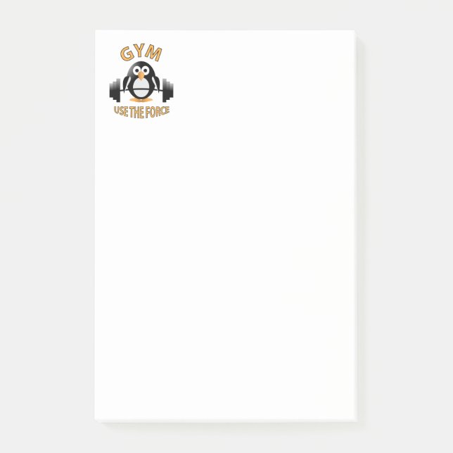 Penguin with a barbell post-it notes (Front)