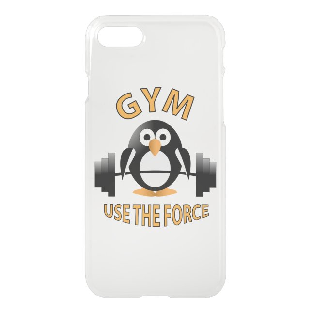 Penguin with a barbell uncommon iPhone case (Back)