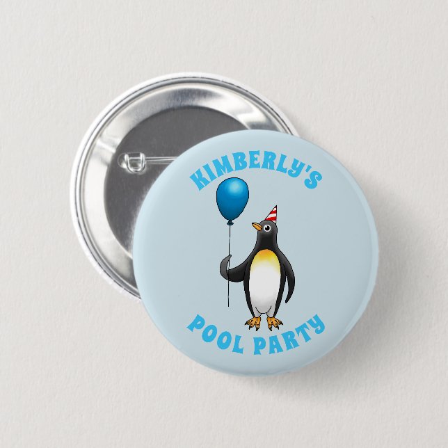 Penguin with a blue balloon button (Front & Back)