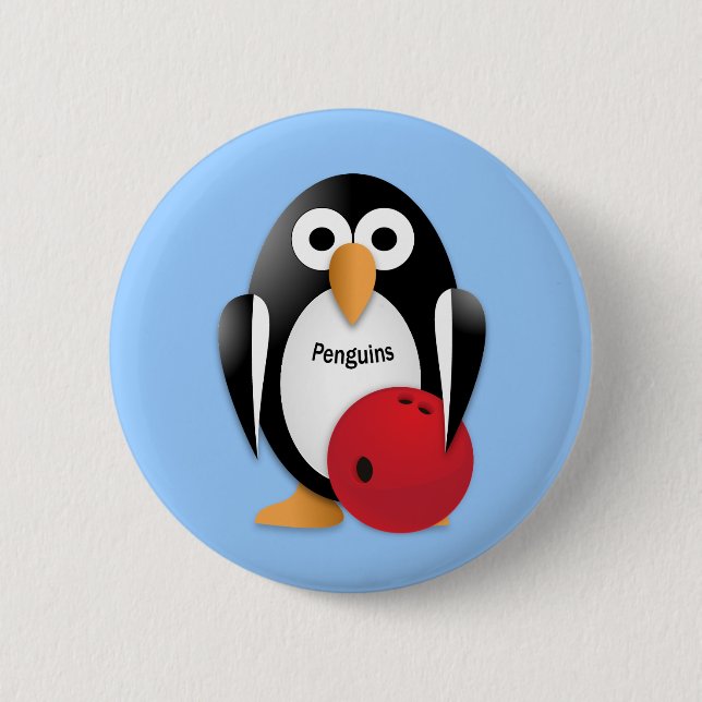Penguin with a bowling bowl button (Front)