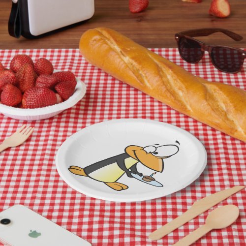 Penguin With A Cupcake Funny Animal Paper Plates