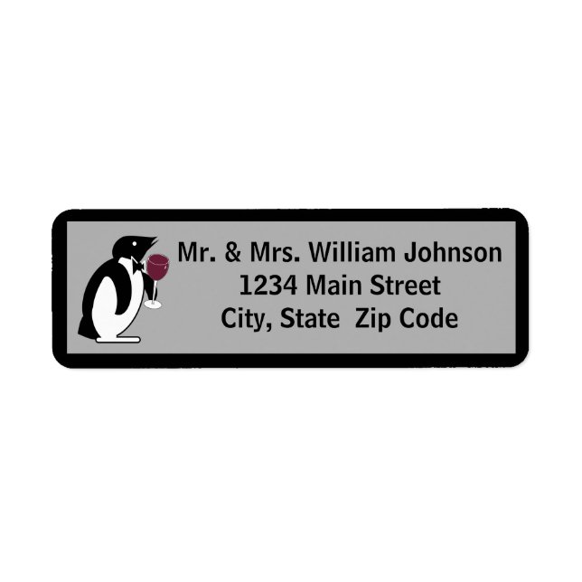 Penguin With A Glass Of Wine Label (Front)