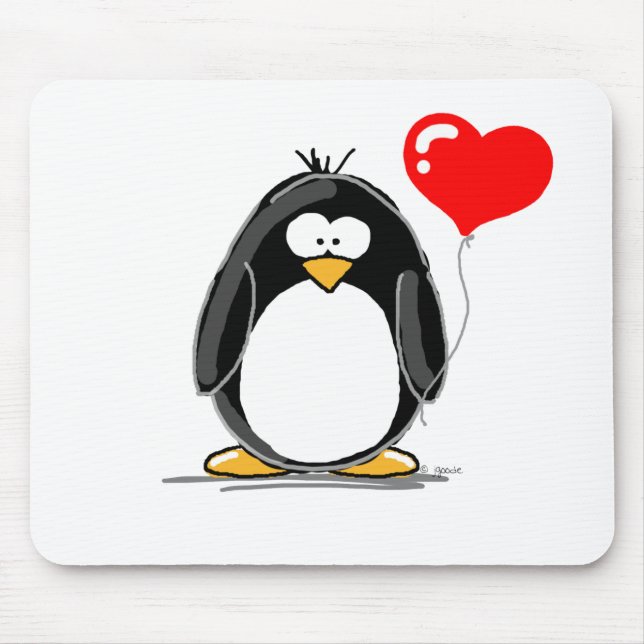Penguin with a heart balloon mouse pad (Front)