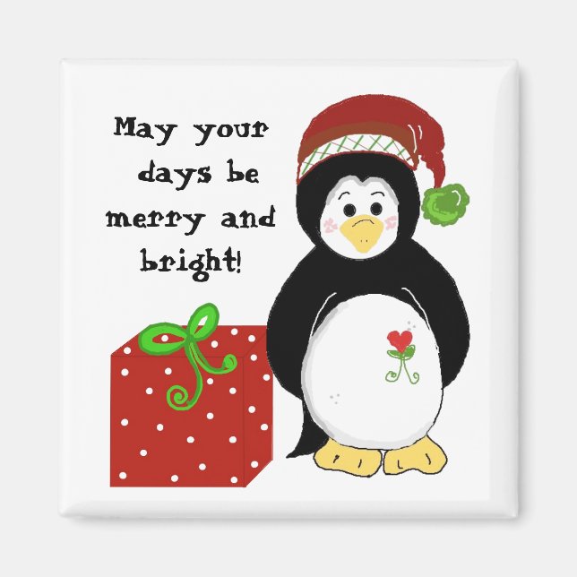 Penguin with a Holiday Message Magnet (Front)
