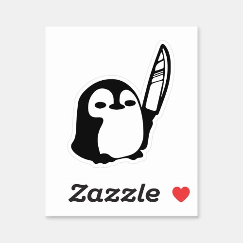 Penguin with a Knife Sticker