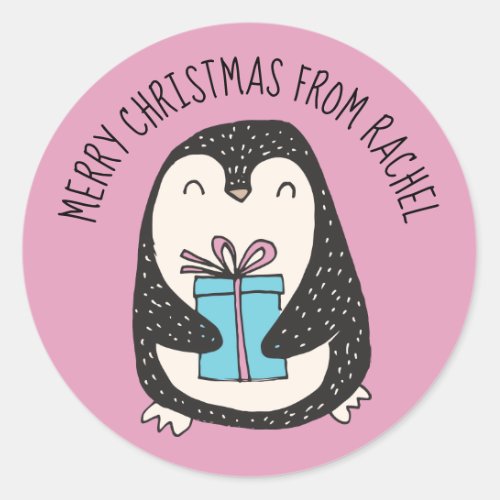 Penguin with a Present Cute Envelope Seals