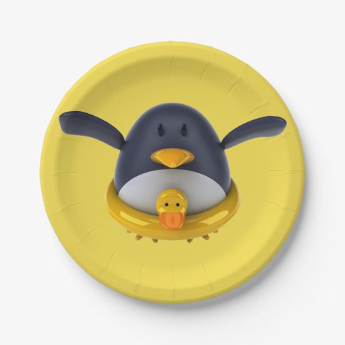 Penguin With A Rubber Duck Paper Plates
