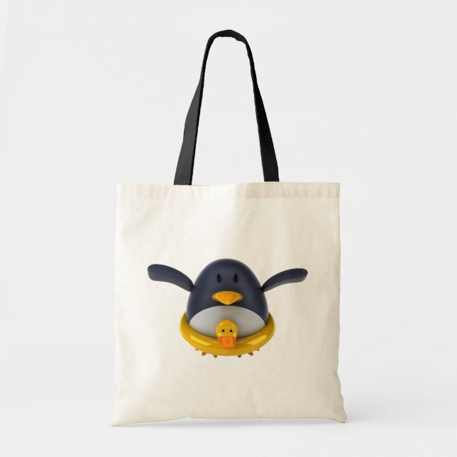Penguin With A Rubber Duck Tote Bag (Front)