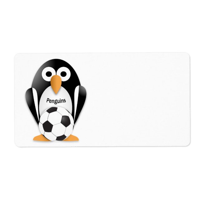 Penguin with a soccer ball label (Front)