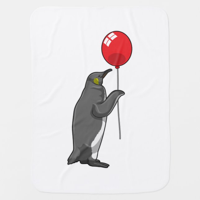 Penguin with Balloon Baby Blanket (Front)