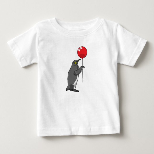 Penguin with Balloon Baby T-Shirt (Front)