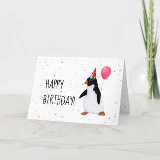 Penguin With Balloon Birthday Card