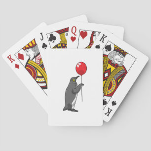 Penguin with Balloon Poker Cards
