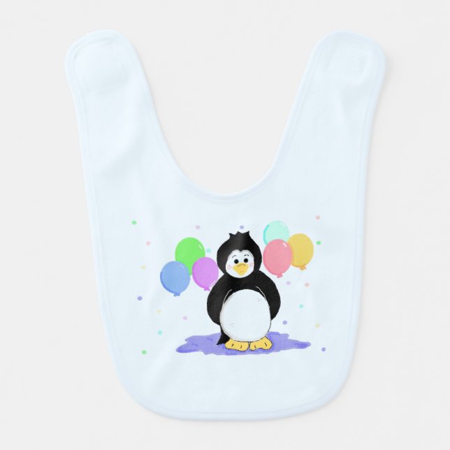 Penguin with Balloons Bib (Front)