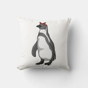 Penguin with Bandana Throw Pillow