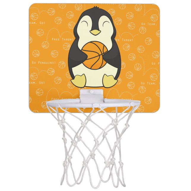 Penguin with Basketball Mini Basketball Hoop (Front)