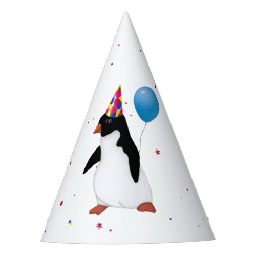 Penguin With Blue Balloon Party Hat