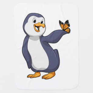Penguin with Butterfly Baby Blanket