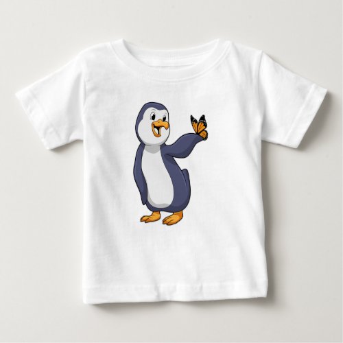 Penguin with Butterfly Baby T_Shirt