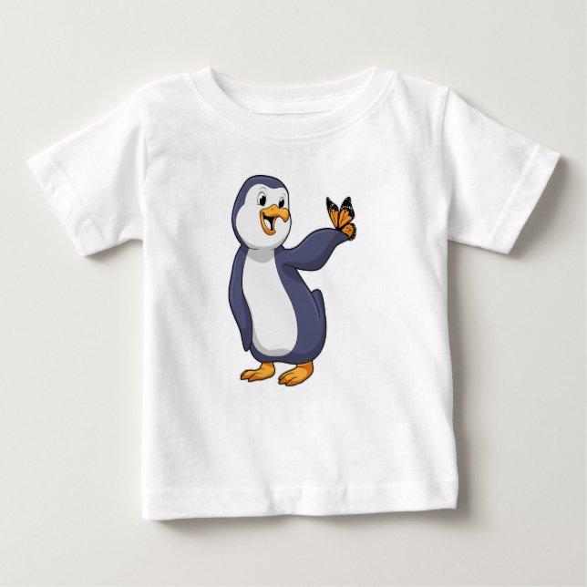 Penguin with Butterfly Baby T-Shirt (Front)