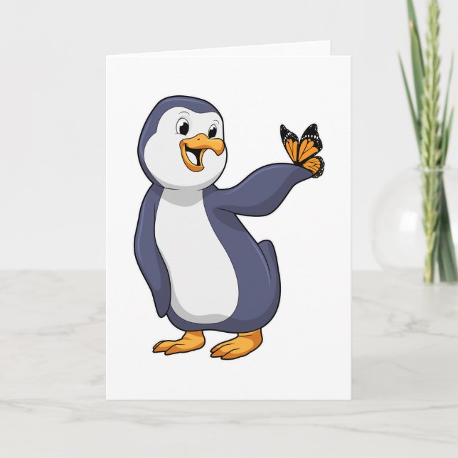 Penguin with Butterfly Card (Front)