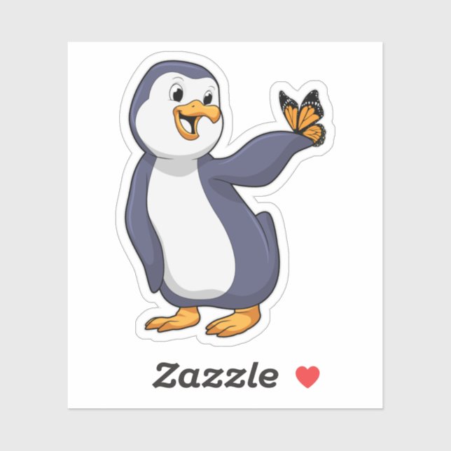 Penguin with Butterfly Sticker (Sheet)