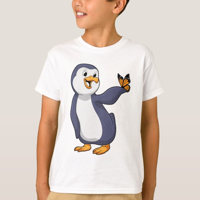 Penguin with Butterfly T-Shirt (Front)