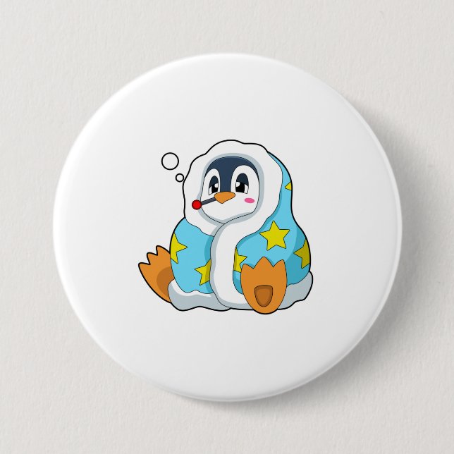 Penguin with Clinical thermometer Button (Front)