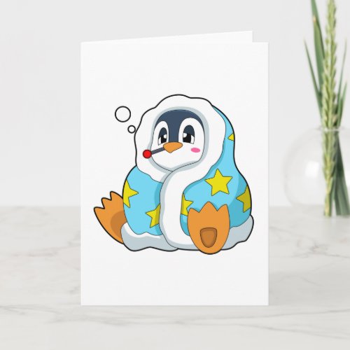 Penguin with Clinical thermometer Card