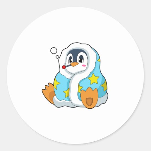 Penguin with Clinical thermometer Classic Round Sticker