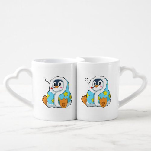 Penguin with Clinical thermometer Coffee Mug Set
