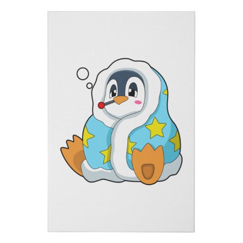 Penguin with Clinical thermometer Faux Canvas Print