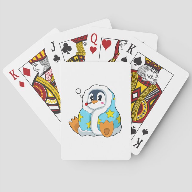 Penguin with Clinical thermometer Poker Cards (Back)