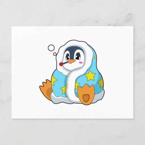 Penguin with Clinical thermometer Postcard