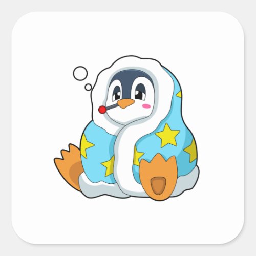 Penguin with Clinical thermometer Square Sticker