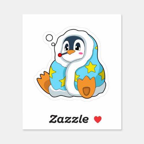 Penguin with Clinical thermometer Sticker