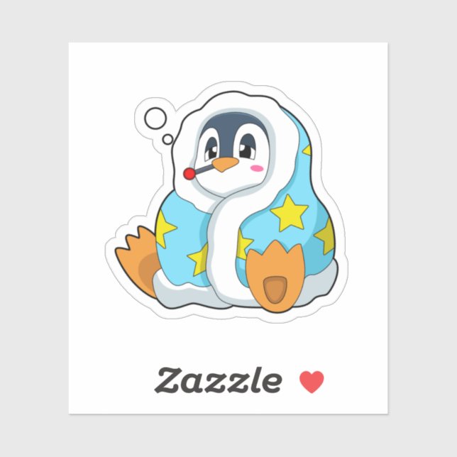 Penguin with Clinical thermometer Sticker (Sheet)