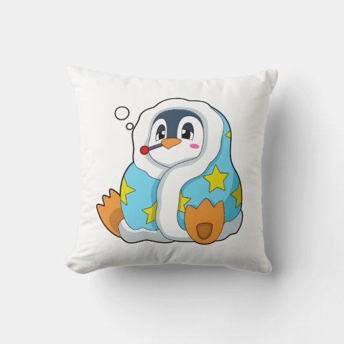 Penguin with Clinical thermometer Throw Pillow