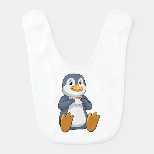 Penguin with Coffee Cup Baby Bib
