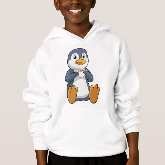 Penguin with Coffee Cup Hoodie (Front)
