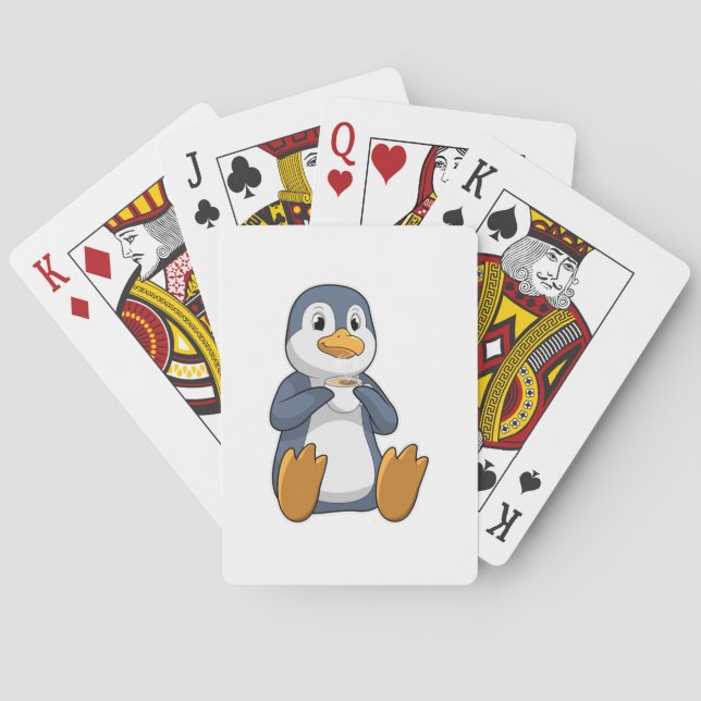 Penguin with Coffee Cup Poker Cards (Back)