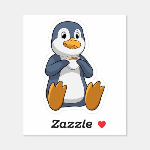 Penguin with Coffee Cup Sticker