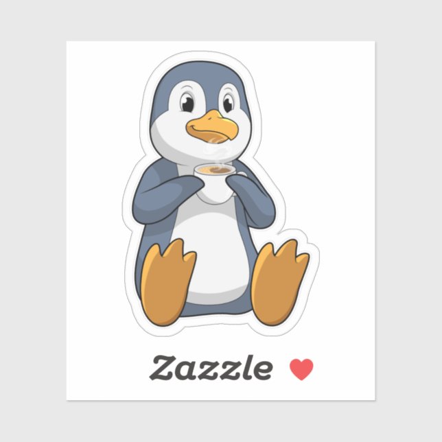 Penguin with Coffee Cup Sticker (Sheet)