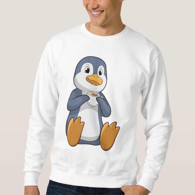 Penguin with Coffee Cup Sweatshirt (Front)