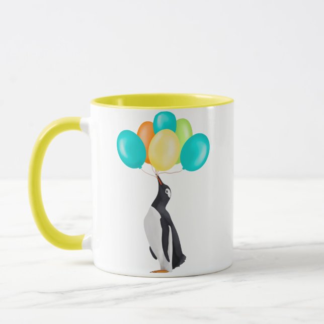 Penguin With Colorful Balloons Mug (Left)
