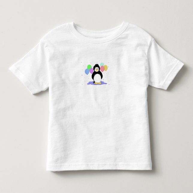 Penguin with Colorful Balloons Toddler T-shirt (Front)